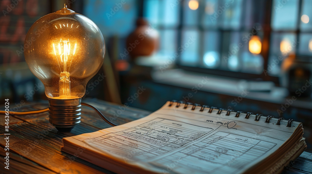 Aufkleber a checklist and a light bulb. generative ai.