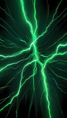 Green electric spark lightening background green color copy space abstract electrical backdrop, banner poster header design