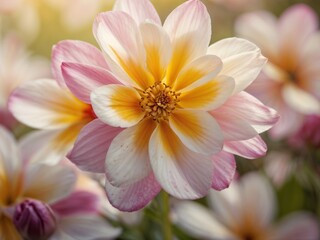 Fototapeta premium Colorful flowers on the floor in the garden. Close-up