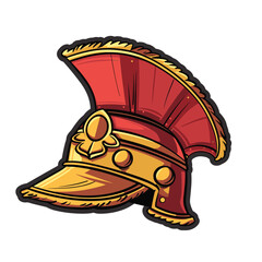 Obraz premium A cartoon-style illustration of an ancient Roman helmet