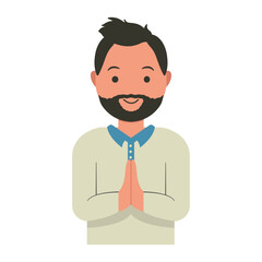 Muslim Greeting Pose Eid Illustration. Isolated Vector in Flat Style.