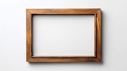 wooden frame empty modern design, isolated on white background 