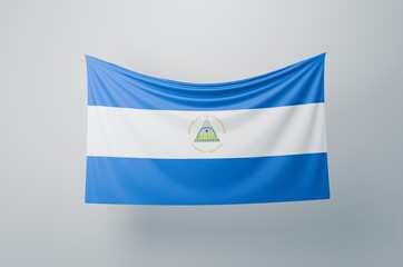 Nicaragua Flag Waving Proudly. 3D Flag Banner Illustration image.
