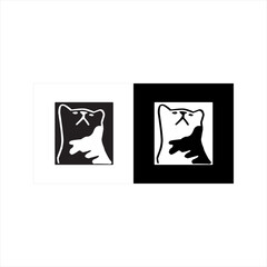 Illustration vector graphic of cat icon, black and white