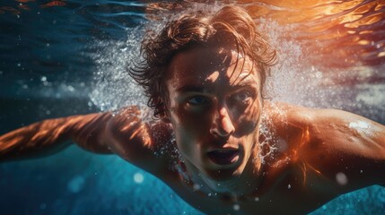 Man Swimming Underwater