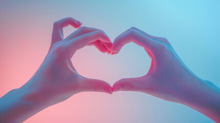 Fototapeta premium Female make hands heart on valentine day.