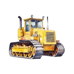 watercolor Bulldozer isolated white background