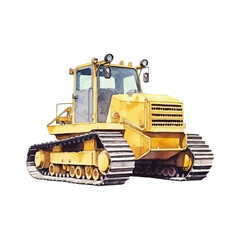 watercolor Bulldozer isolated white background