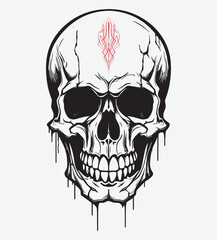 Fototapeta premium Skull Emblem isolated and Pinstriping illustration