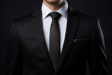 close up men black suit with a necktie