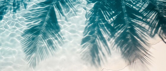 Palm tree leaf shadow abstract background on sandy beach