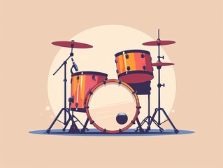 Drum set. Vector illustration in flat style