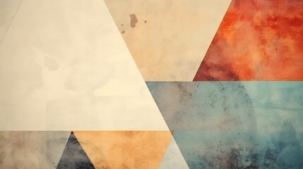 Colorful Vintage Geometric Abstract Background with Grunge Textures and Shapes
