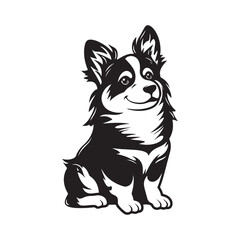 Dog Image Vector. Corgi Black White Vector Images isolated on white background
