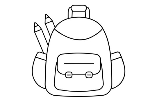 black and white backpack with pencils clip art preview
