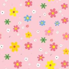 Floral Pattern Seamless Pink Background