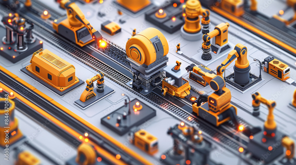Fototapete factory automation of production processes, avg and other intelligent machine handling, illustration
