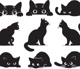 set of cats silhouettes