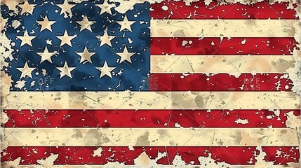 Fototapeta premium A top-down perspective of the American flag fluttering proudly, evoking a deep sense of national pride and patriotic spirit, with attention to realistic details and vibrant colors