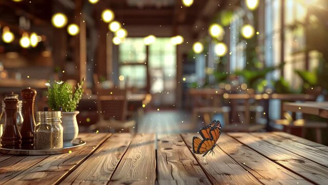 cozy wooden interior of restaurant seamless looping overlay 4k virtual video animation background