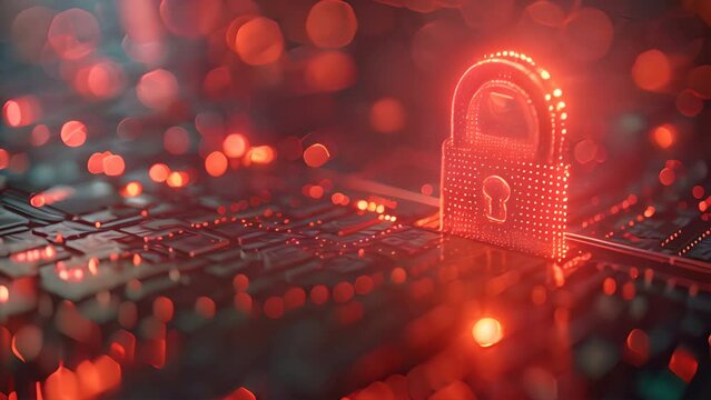 create a image showing cyber security with a lock icon.generative ai