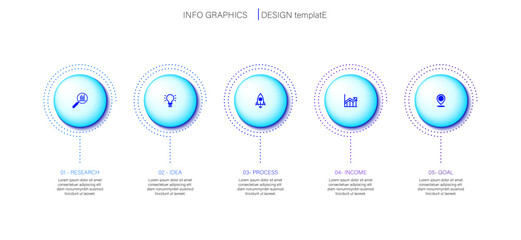 Fototapeta premium Strategy business success with 5 steps. Infographic process design circle format. Vector graphics