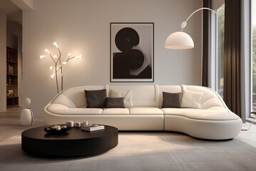 Modern living room sofa couch design interior. Modern living room with design furniture sofa couch light interior furniture white black relax in luxury cocooning 