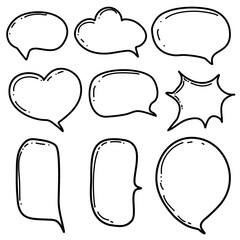 Speech bubble, oval, heart, cloud, rectangle