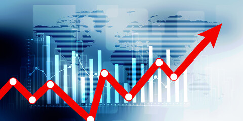 2d illustration Stock market online business concept. business Graph 