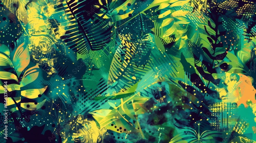 Aufkleber abstract pattern with a blend of technology and nature motifs