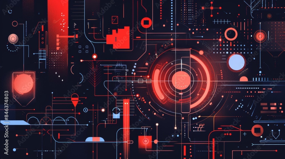 Poster abstract technology illustration with dynamic elements