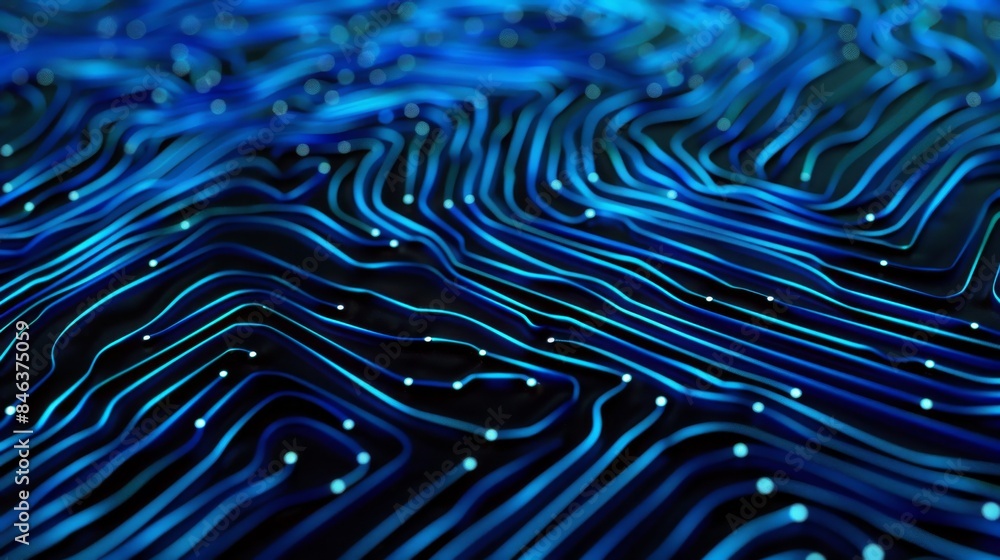 Poster blue circuit lines forming a grid pattern