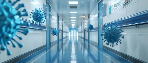 A visually striking representation of infection control practices combating airborne bacteria in a medical environment Emphasize measures to ensure air cleanliness and reduce health hazards