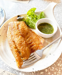 Fried Fish with Seafood Sauce
