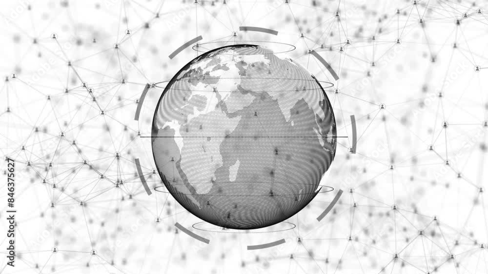 Poster globe earth network international network interface, sci-fi world map background abstract cyber comm