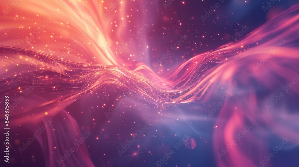 Poster Dynamic tech theme with glowing light trails and particles