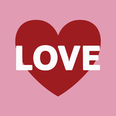 Love Typography in a heart in vector