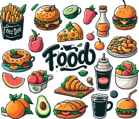 set of food  vector icon set