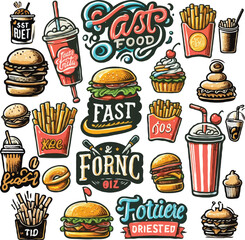 fast food and drink set