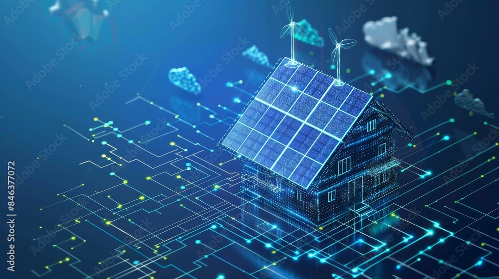 Aufkleber energy-efficient technology concept with abstract patterns