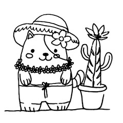 Grazioso gattino in vacanza, illustrazione isolata