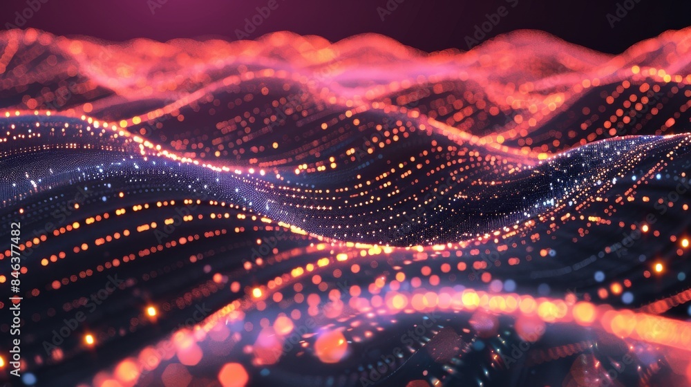 Poster futuristic digital grid with interconnected nodes