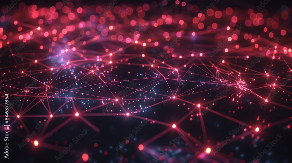 Poster futuristic network with glowing nodes and connections