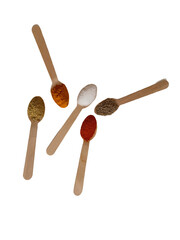Various asian spices in Spoon with no background