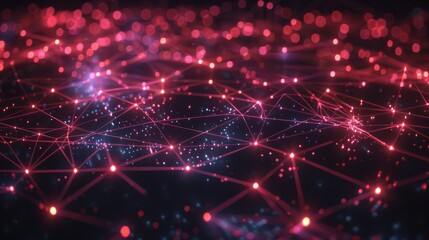 Futuristic network with glowing nodes and connections