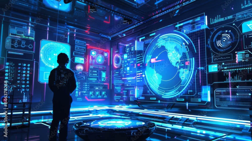 Poster high-tech concept with virtual reality elements