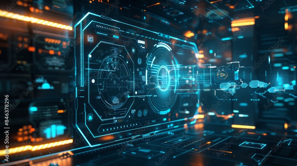 Poster high-tech concept with virtual reality elements
