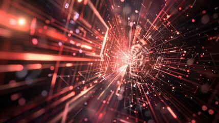 Fototapeta premium Innovative tech background with 3D elements and light effects