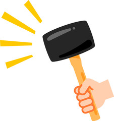 大きな金槌を持つ手