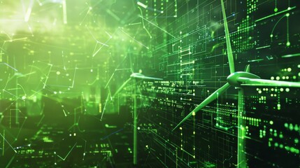 Modern energy solutions theme with green technology graphics